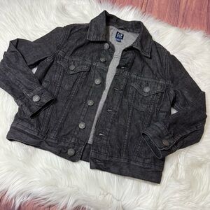 GAP Youth Boy Size Small (6-7) Denim Black Button Down Jacket